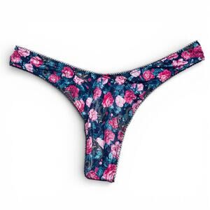 Victoria's Secret Panty Size L High Leg Thong Amethyst Snake Floral Print